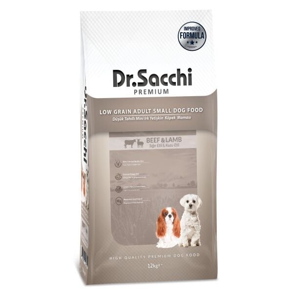 Dr.Sacchi Premium Sığır Etli Ve Kuzu Etli Düşük Tahıllı Mini Irk Yetişkin Köpek Maması 12 Kg