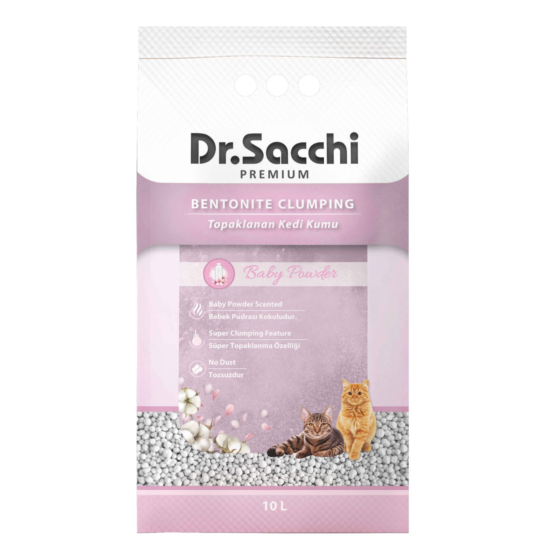 Dr.Sacchi Bebek Pudrası Kokulu Bentonit Kedi Kumu 10 Lt
